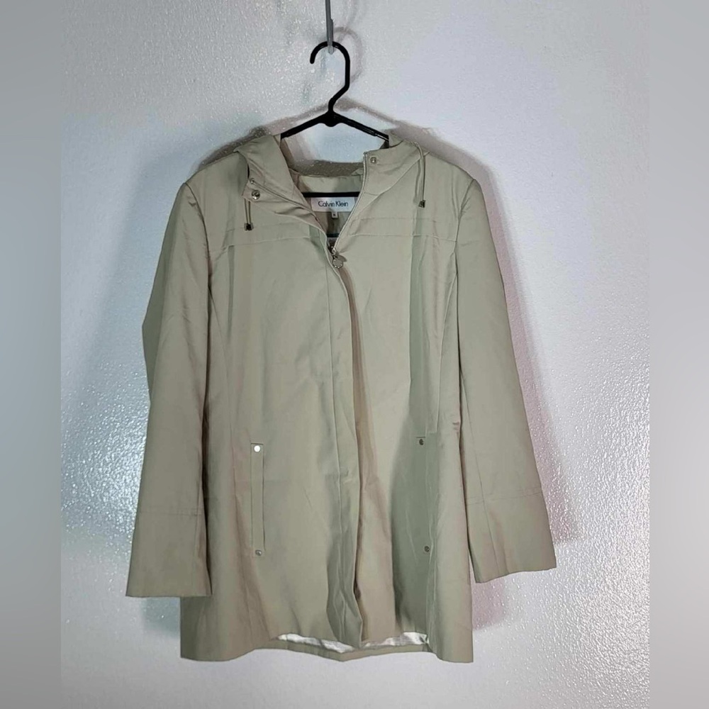 Calvin Klein Womens Rain Coat Size Extra Large Snap Zipper Hood